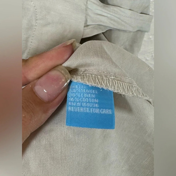 J. McLaughlin Linen Blend Natural Collared Sleeveless Wrap Dress Women’s Medium - Picture 9 of 14